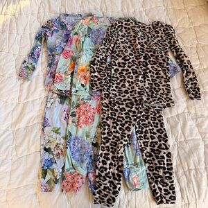 3 Posh Peanut Floral and Leopard Print Kids Pajama Set